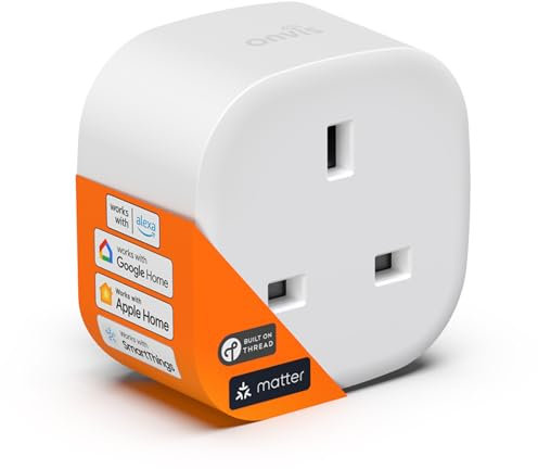 Onvis Matter Smart Plug, Thread Smart Socket Works with Apple HomeKit, Alexa, Google Home, SmartThings, Control & Automate Appliances, Schedule & Timer, Fast Responsive, 13A/250V (1 Pack)