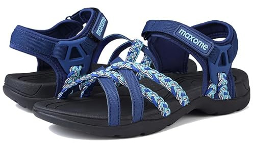 Maxome Hiking Sandals Women Summer Walking Sandals for Women Comfortable Sports Sandals Casual Hook Loop Strap Beach Sandals Blue