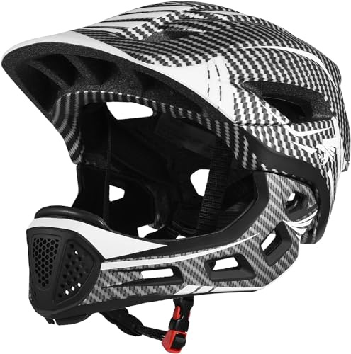 Kavolet Fahrradhelm Kinder, Kinderhelm Integriert Kinder Fullface Helm mit Abnehmbarem Kinnschutz, Downhill Helm für Radfahren, Skateboarden, Rollschuhlaufen, Roller (Unisex 52-58cm)