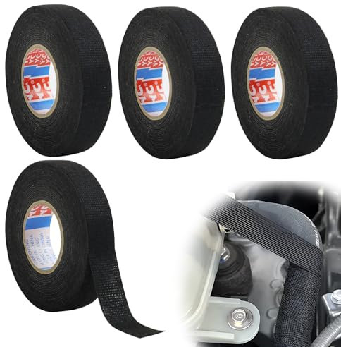 4 piezas cinta de cables negro (19 mm x 15 m) haz eléctrico del cochecinta adhesiva aislante eléctrica para electricista cables de coche moto motor