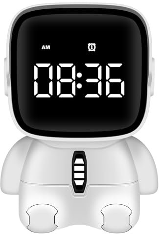 ALEENFOON Sveglia digitale a LED per bambini, sveglia astronauta con funzione snooze, 2 allarmi, conto alla rovescia, orologio digitale elettronico ricaricabile per camera da letto, ufficio