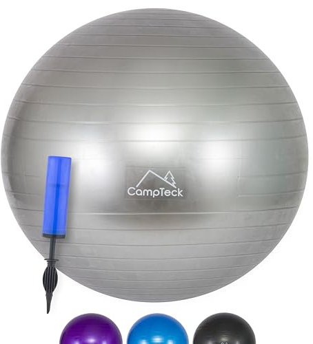 CampTeck U7290 Unisex Gymnastikball 65cm mit Handpumpe für Yoga, Fitness, Fitnessstudio, Pilates - Grau