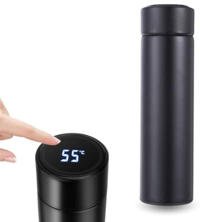 PARENCE.- Riscaldatore LED Touch Screen - 500ml, acciaio inox, temperatura calda 12h e fredda 24h - bollitore portatile a doppia parete - colore casuale