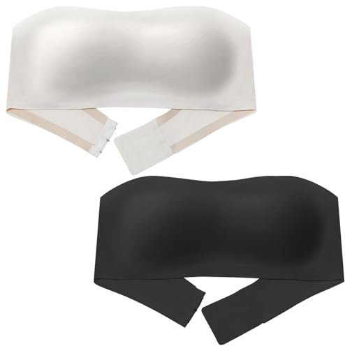 Happy Cherry Reggiseni Sportivi con Imbottitura Reggiseno Morbido Tubo Top Senza Spalline per Ragazze Adolescenti Biancheria Intima Leggera 2 Pezzi Nero+Bianco M 34/75