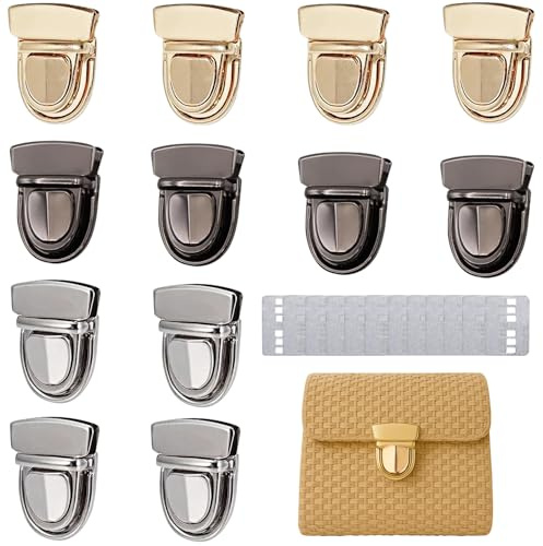 Huybaa 12 Piezas Cierres para Bolsos, Cierres de Pulgar para Bolsos Cierres, Hebillas De Cierre para Bolsas Tejidas, Cerraduras para Bolsos, Cerraduras para Equipaje DIY, Accesorios para Bolsas