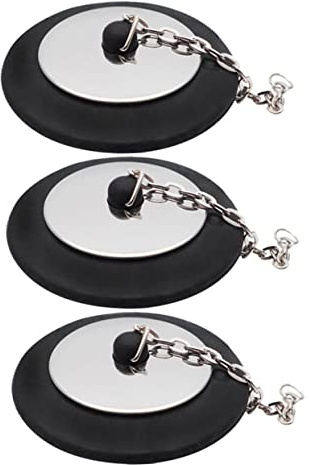 BUGUUYO Tapón De Goma para Bañera con Cadena 5 Cm, Tapón De Drenaje Flexible y Duradero, Accesorio De Baño para Lavabo y Fregadero, Set De 3 Unidades para Proteger Desagües