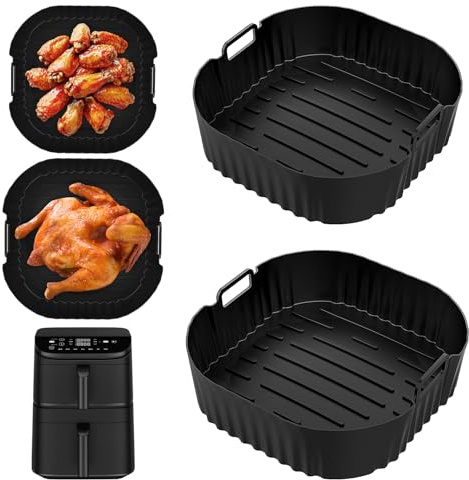 2 moldes de silicona para freidora de aire caliente Cosori Turbo Tower de 10,8 L, inserto de silicona para freidora de aire de 6,5 L y 4,3 L, reutilizable en lugar de papel de horno para accesorios de