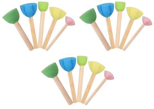 VICASKY Tampons Éponge pour Peinture D'garçon et Filles, 15 Pièces, Tête Champignon, Outil DIY Créatif, Matériel de Dessin et Bricolage pour Éveil Artistique des Garçons et Filles
