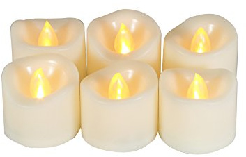 Battery Operated Flameless LED Tea Lights Tealight Candles with Timer 6 PCS