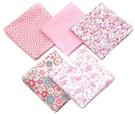 NaroFace Tissus Coton 50 x 50cm Couture Quilting Fabric Patchwork Vêtements Sewing Artisanat - 5pcs (Rose)