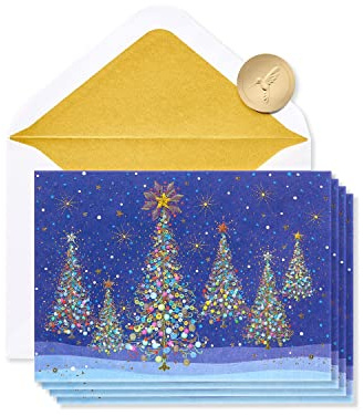 Papyrus Boxed Christmas Cards with Envelopes, Designed by House of Turnowsky, Special Wishes, Christmas Trees (14-Count)