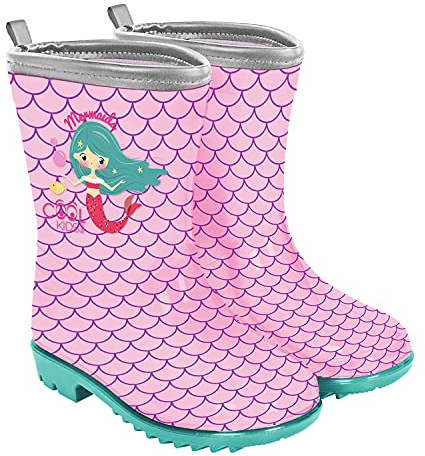 PERLETTI Stivaletti Bambina Pioggia - Stivali Impermeabili da Bimba - Galosce Suola Antiscivolo (Rosa, Sistema Taglie Calzature EU, Bimbo (0-5 anni), Numero (range), Media, 22, 23)