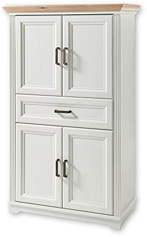 JASMIN Badezimmerschrank mit Schublade in Pinie hell, Artisan Eiche Optik - Landhausstil Badezimmer Kommode mit viel Stauraum - 83 x 138 x 43 cm (B/H/T)