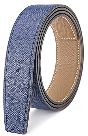 Vatee's Ersatzgürtel aus echtem Leder, wendbar, ohne Schnalle, 3,8 cm / 3,2 cm breit, H285: Blau/Khaki, Large