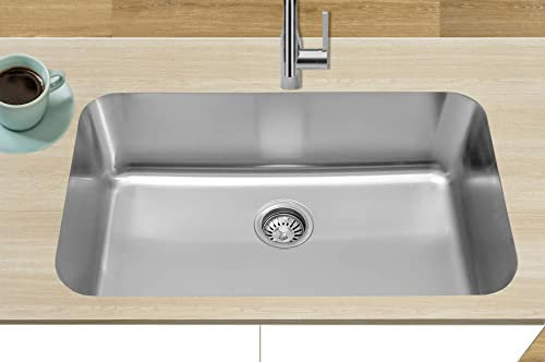 Omeere 75,5 x 46 - Lavello da incasso, in acciaio inox 304, spessore del materiale 0,8 mm, rettangolare, lavello da cucina per sottopiano grande, grande