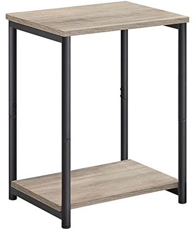 VASAGLE Side Table, Bedside Table, End Table with Storage Shelf, Steel Frame, for Living Room, Sitting Room, Bedroom, Industrial, Greige and Black LET271B02