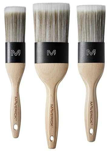 Maverick 190 Series X Paint Brushes 3PK Professional Straight Cut Oval Memex Head with FSC Wood 3 piece pack set 1.5, 2, 2.5