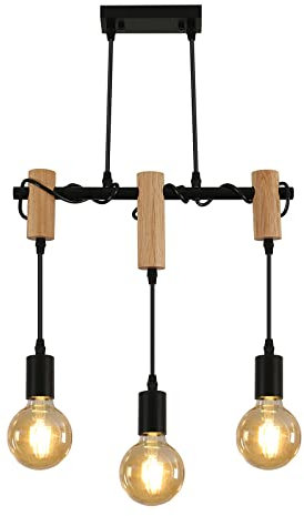 Comely Hübsche 3 flammige Pendelleuchte für Esszimmer im Industriestil, verstellbare Pendellampe mit E27 Sockel, Kronleuchter im Vintage-Stil für Esszimmer, Flur, Café, Bar (ohne Glühbirne)