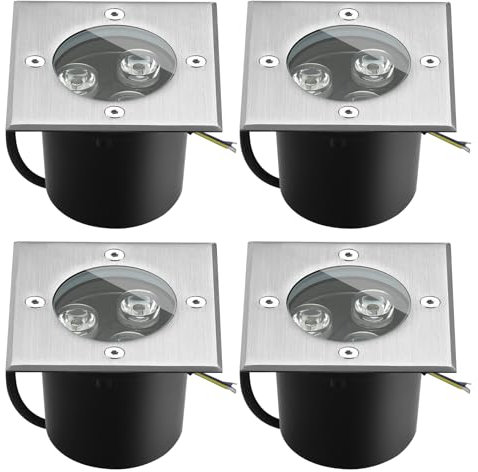 Goodia Bodenstrahler Außen Wasserdicht 4er Set 3W Led Bodeneinbaustrahler Aussen IP67 Bodenleuchten Außen Gartenbeleuchtung für Garten Balkon Auffahrt Bis zu 2000kg Belastbar Warmweiß 230V AC Rechteck