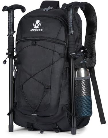 mokzer Hiking Camping Backpack Lightweight Water Resistant 40L Cycling Trekking Ruckback For Men Women Outdoor Travel Daypack(Black)