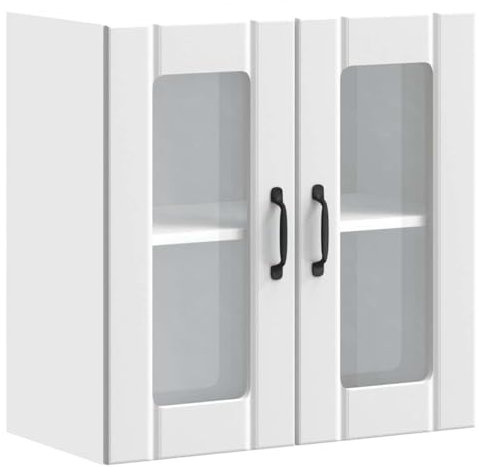 vidaXL Küchen-Hängeschrank mit Glastür Lucca Weiß Holzwerkstoff, Wandschrank Küche, Wandschrank, Oberschrank, Küchenschrank, Hängeschrank