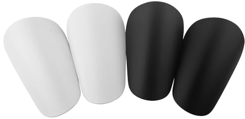 Sudnsadaks 4 PCS Mini Espinilleras Futbol, 10 × 6 cm Espinilleras Pequeñas, Equipo de Protección, Jóvenes, Niños y Adultos Espinilleras Equipo de Anticolisiones Protección (Negro, Blanco)