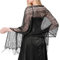 JJUNW Spitze Stola für Abendkleid, Damen Umschlagtuch mit Fransenkanten Blumen Umhang Schal Festlich Spitzenschal Netz Tücher für Hochzeit Party Abendkleider(Schwarz)