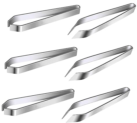FRCOLOR Pinzas Mango Cómodo para Espinas de Pescado de Acero Inoxidable 6 Piezas para Quitar Plumas y Pelos de Pollo Utensilios de Cocina Prácticos