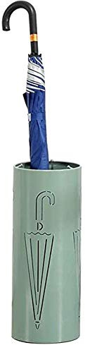 YYBOES Umbrella Rack Parasol Holder Tubular Metal Umbrella Stand, Corridor Self-Standing Umbrella Stand with 3 Hooks and Drain Tray Base/White