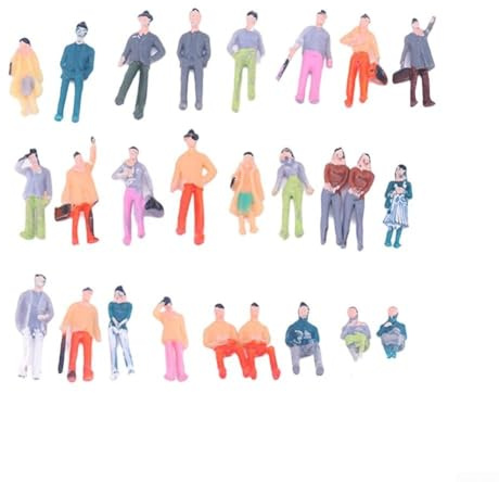 Lot de 100 figurines miniatures à l'échelle 1:50, 1:75, 1:100 pour bricolage, modèle de table de sable, paysage assorti, projets de diorama, personnages ABS colorés (1:75)
