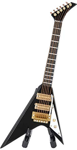 Vistreck Modèle de Guitare électrique Noire, Mini Collection d'instruments de Musique 14cm pour la Décoration la Maison et Les Collectionneurs