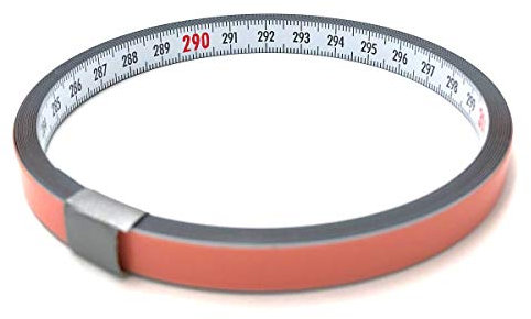 Skalenbandmaß 6m mit Selbstklebefolie - Bezifferung von links nach rechts - Stahl weiß lackiert - Breite: 10mm, mit Duplexteilung - Gehrungsband Anschlagband Rollbandmaß Lineal