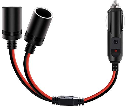 Nilight Répartiteur de prise allume-cigare de voiture 2 voies répartit 1 port allume-cigare de voiture vers 2 ports CC Adaptateur répartiteur de port avec fusible en ligne 15 A