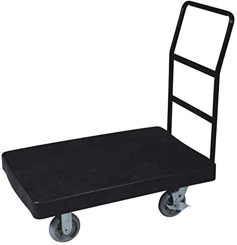 Chiner - Carro de Plataforma Robusta | Versátil | Fabricado en Polietileno | con Asa Fija | Maniobrabilidad Mejorada con Ruedas Giratorias y Frenos | Capacidad de Carga 150 Kg, Material: Polietileno.