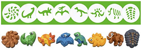 Impress Cookie Press Disks – Dinosaurs & Fossils Set of 8, Food Safe Plastic Shapes w/Trilobite, T-Rex, & More, Fits Many Manual Models - See Disk Sizing Image to ensure fit with your press