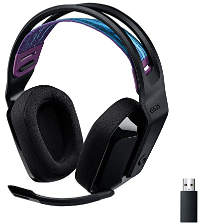 Logitech G535 Lightspeed Wireless Gaming Headset - Lightweight on-Ear Headphones, flip to Mute mic, Stereo, USB Rechargeable - Black