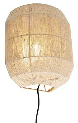 Qazqa - Orientalisch Orientalische Wandleuchte schwarz mit Seil - Riki I Wohnzimmer I Schlafzimmer - Rund - LED geeignet E27