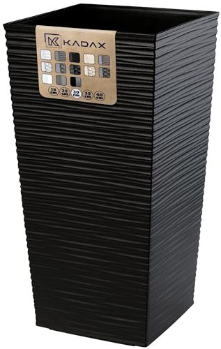 KADAX Tall Planter, Lightweight Plastic Flowerpot for Garden, Balcony, Large Weatherproof Plant Pot for Outdoor and Indoor Use (57.5 cm, Black)