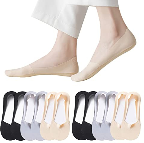 Caudblor 6 Pares Calcetines Invisibles Mujer Antideslizante 36-39 40-43