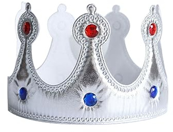 ZOOMPIL Födelsedagsfest krona hatt, silver kungskrona med strass, king crown hatt, krona partyhattar för födelsedagsdekoration, festdekoration och fotorekvisita