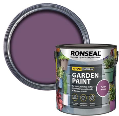 SAVING HUB 2.5L Garden Paint - Exterior Wood Tins - Garden Furniture Colors Paints Outdoors - Benches, Metal, Brickwork, Plants Pots Paint - Fade Resistant (Purple Berry)