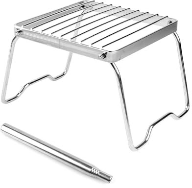 ZSMJAER Parrilla de barbacoa transportable, rejilla plegable de 17 cm, ideal para una pequeña barbacoa salvaje, perfecta para llevar a cualquier parte, para vivaquear haciendo una barbacoa
