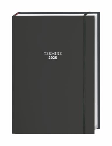 Termine - Tages-Kalenderbuch classic schwarz A6 - Kalenderbuch 2025 - mit Tageskalendarium - Heye-Verlag - Taschenkalender - 11,5 cm x 16,3 cm