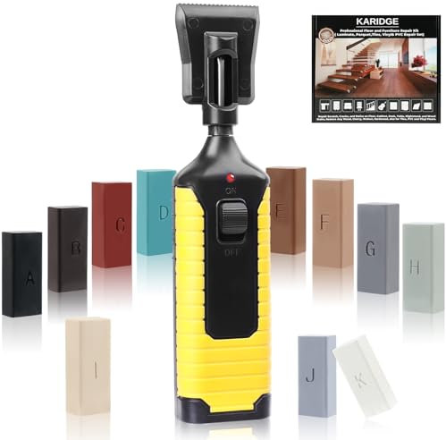 Fliesen Reparatur, Set für Steingut, Kacheln, Keramik Reparatur, Hartwachs Reparaturset mit Wachsschmelzer für Fliesen, Naturstein, Marmor Reparieren auch für Laminat, Holz, Parkett und Vinylboden