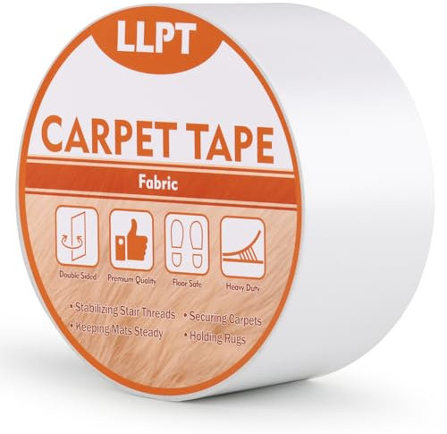 LLPT Teppich-Klebeband Doppelseitig | Rückstandsfreies, Strapazierfähiges Entfernbares Einfacher Gebrauch Stark Haftendes Teppich Klebeband | für Laminat Hartholzböden (DCT505P1) | 50 mm x 5 m