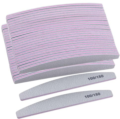 Nail Files 50 Pieces 100/180 Grits and Buffers Professional Reusable Double Sided Emery Boards Manicure Tool for Acrylic Nails