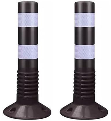 Poteau/Cone de Signalisation, Cônes De Sécurité Routière De 45cm avec Poteau Délinéateur Petit Et Réfléchissant Et Flexible pour Rue, Allée, Parking Et Résidence, Cônes en Plastique(Black,2 Pack)