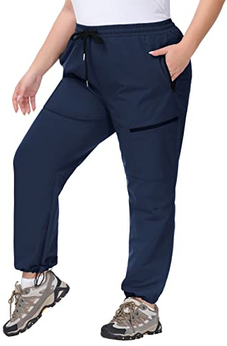 Hanna Nikole High Waisted Women's Sports Leggings for Plus Sizes - Elastic Waistband, Water-Repellent, Lightweight and Comfortable Navy Blue 22