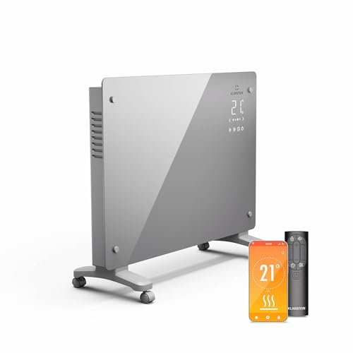 Klarstein Bansin Crystal Smart Konvektorheizung – 1500 W, Wandmontage/Freistehend, Led-Anzeige, App-Steuerung, Energieeffizient, Überhitzungs- und Frostschutz, Kindersicherung, Ideal für Wohnzimmer
