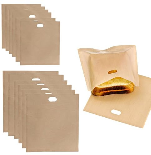 12 bolsas reutilizables para tostadora, para tostadora, para hacer sándwiches tostados en una tostadora, bolsas antiadherentes para sándwiches tostados, bolsa lavable para tostadas, sándwiches de